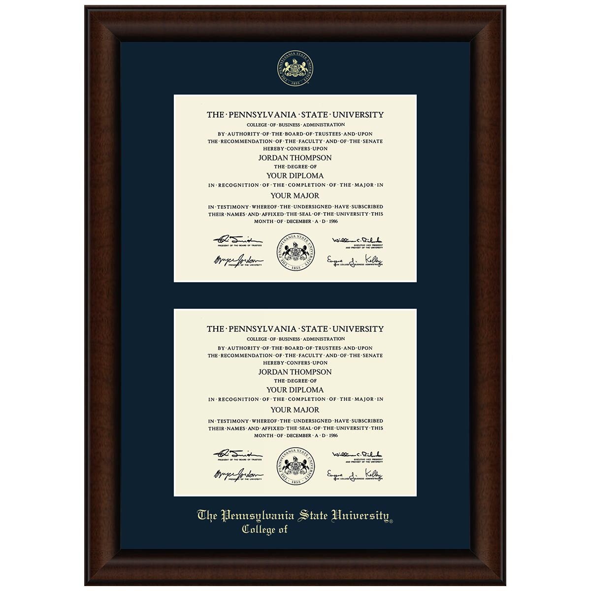 #106 Penn State College of… double diploma frame Lenox (Walnut)